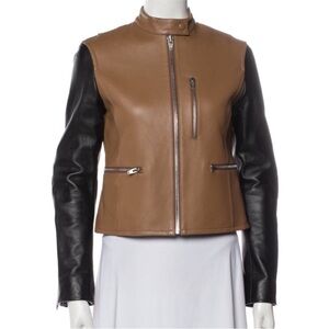 🤩🔥 ALEXANDER WANG Two-Tone Lambskin Biker Jacket | Size M 🖤🤎